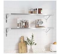 Wall Shelf 100x30cm Silver Brushed Stainless Steel Floating Heavy Duty 50kg Rack
