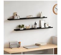 Wall Shelf 100x9x3 cm Black MDF Slim Floating Display Shelf 2pcs Space-saving XL