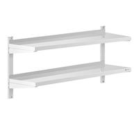 Wall Shelf 2 Shelves 40 x 120 cm Stainless Steel - Floating Shelves by Royal Catering Silver