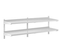 Wall Shelf 2 Shelves 40 x 180 cm Stainless Steel - Floating Shelves by Royal Catering Silver