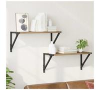 Wall Shelf 2-Tier Artisan Oak 60x25x25.5cm Engineered Wood Metal Frame Floating.