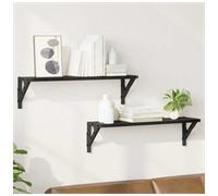 vidaXL 60 x 15cm Black Oak Wall Shelf Set of 2