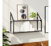 Wall Shelf 2-Tier Floating Grey Sonoma 80x21x51 cm Engineered Wood Space-Saving