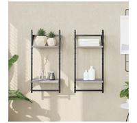 Wall Shelf 2-Tier Grey Sonoma 30x25x65cm Engineered Wood & Metal Floating Racks
