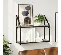Wall Shelf 2-Tier Grey Sonoma 60x21x51 cm Engineered Wood & Steel Floating Unit