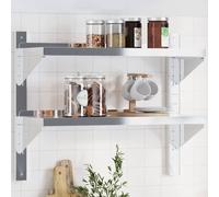 Wall Shelf 2-Tier Silver Stainless Steel 75x23.5x60cm Brushed Finish Floating UK