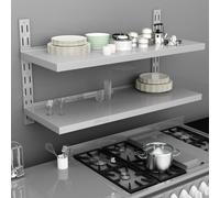 Wall Shelf 2-Tier Stainless Steel 120x30cm 40kg Hygienic Bracketed Adjustable