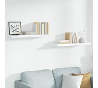 Wall Shelf 2pc High Gloss White Honeycomb MDF Metal 90x23.5x3.8cm Floating Slim