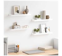Wall Shelf 2pc High Gloss White MDF 40x9x3 cm Floating Decorative Storage 2-pack