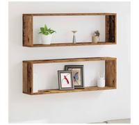 Wall Shelf 2pc Old Wood 80x15x26.5cm Engineered Wood Rustic Display Wall-Mounted