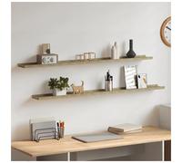 Wall Shelf 2pc Sonoma Oak MDF 115x9x3cm Floating Display Shelf for Books & Decor