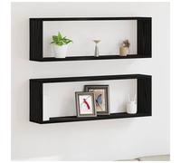 Wall Shelf 2pcs Black Oak Engineered Wood 80x15x26.5cm Floating Display Modern.