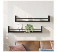 Wall Shelf 2pcs Black Oak Engineered Wood & Metal 80x16x14cm Minimalist Storage