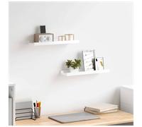 Wall Shelf 2pcs High Gloss White MDF 40x9x3 cm Floating Display Shelf ModernSet
