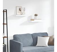 Wall Shelf 2pcs White Honeycomb MDF Metal 50x23x3.8cm Floating Invisible Display