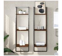 Wall Shelf 3-Tier Brown Oak Engineered Wood 30x25x100 cm Metal Frame Pro Modern