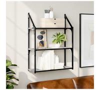 Wall Shelf 3-Tier Grey Sonoma 60x21x78.5 cm Engineered Wood Wall-Mounted UK