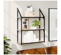 Wall Shelf 3-Tier Sonoma Oak Engineered Wood 60x21x78.5cm Wall-Mounted Slim