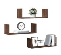 Wall Shelf 3pcs Brown Oak 58x18x18cm Engineered Wood Floating Space-Saver Set UK