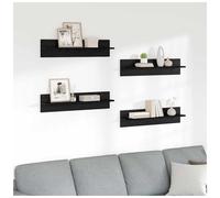 Wall shelf 4-tier Black Oak 80x11.5x18cm Engineered Wood Floating Display Shelf