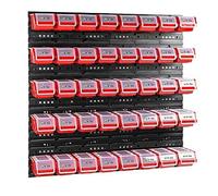 Wall Shelf, 40 Pieces, Boxes with Lids, 80 x 80 cm, Stacking Boxes, Storage Bins, Storage System (Red)