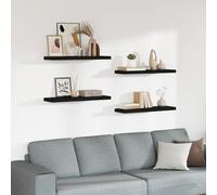 Wall Shelf 4pc Black 80x23.5x3.8cm Honeycomb MDF & Metal Floating Display Style