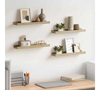 Wall Shelf 4x MDF Sonoma Oak 40x9x3cm Floating Display Shelves Pack of 4 - Home