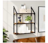 Wall Shelf 60x21x78.5cm Smoked Oak Engineered Wood 3-Tier Wall-Mounted Floating