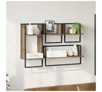 Wall Shelf 65x25x30cm Artisan Oak Engineered Wood Metal Frame 4pc Shelves Modern