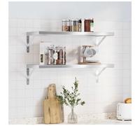 Wall Shelf 75x30cm Silver Stainless Steel Brushed Floating Shelf 50kg for Home