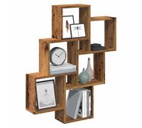 Wall Shelf 78x15x93cm Old Wood Engineered Wood 6-Tier Floating Storage Unit Slim