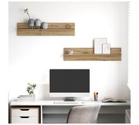 vidaXL Wall Shelf 2 pcs Artisan Oak 80 x 11.5 x 18 cm Engineered Wood, Living Room, Rectangular Wall Shelf, Contemporary Display Shelves, Mounted