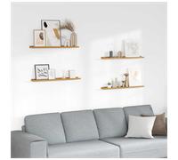 Wall Shelf Beige Engineered Wood 80x9x3cm 4-Tier Slim Floating Shelf Indoor Wall