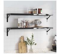 Wall Shelf Black 100x23.5x3 cm Brushed Stainless Steel Floating 50kg Slim Modern