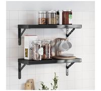 Wall shelf Black 50x23.5x3cm Stainless Steel Brushed Floating Sturdy Display Pro