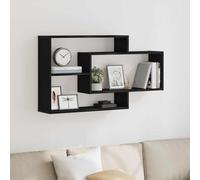 Wall Shelf Black Oak 104x20x58.5 cm Engineered Wood 3 Open Compartments Floating