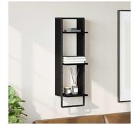 vidaXL Wall Shelf Black Oak 30 x 25 x 100 cm Engineered Wood, Living Room, Rectangular Wall-Mounted Storage, Modern Shelving Unit, Elegant Wall Fixture, Functional Shelf Design