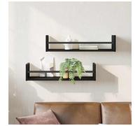 Wall Shelf Black Oak 60x16x14cm Engineered Wood Metal Floating Display Unit Slim