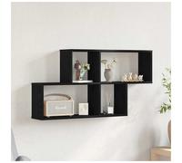 Wall Shelf Black Oak 76x15x53cm Engineered Wood 4-Tier Modern Floating Slim Wall