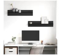 Wall Shelf Black Oak 80x11.5x18cm Engineered Wood Floating Display Home Decor