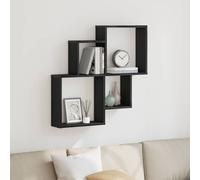 Wall Shelf Black Oak 80x15x78.5cm Engineered Wood 4-Tier Floating Display Home.