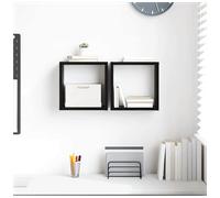 Wall Shelf Black Oak Engineered Wood 26 x 15 x 26 cm Wall-Mounted 2pcs Floating