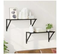 vidaXL 60 x 25cm Black Oak Wall Shelf Set of 2