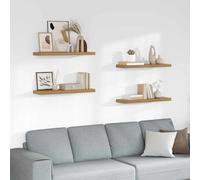 Wall Shelf Brown 80x23.5x4cm Engineered Wood Floating Display Shelf Set of 4pcs.