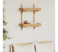 Wall Shelf Brown Bamboo 39x26x60cm 2-Tier Wall-Mounted Storage Shelf -IndoorUse