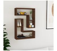Wall Shelf Brown Oak 50x15x50 cm Engineered Wood Matte Floating Storage Set of 2