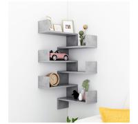 vidaXL 2x Wall Corner Shelves Concrete Grey Chipboard Home Hanging Shelf Unit