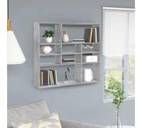 Wall Shelf Concrete Grey 90x16x78 cm Engineered Wood 10 Compartment Floating Pro