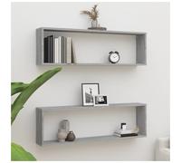 Wall Shelf Cube 2pcs Grey Sonoma 100x15x30cm Engineered Wood Modern Floating Set