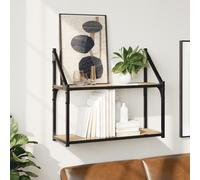 Wall Shelf Floating 3-Tier Black 60x21x78.5cm Engineered Wood & Steel Slim